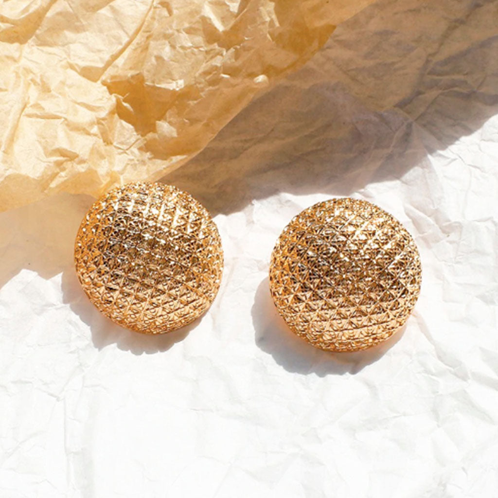 Round Textured Earrings in gold